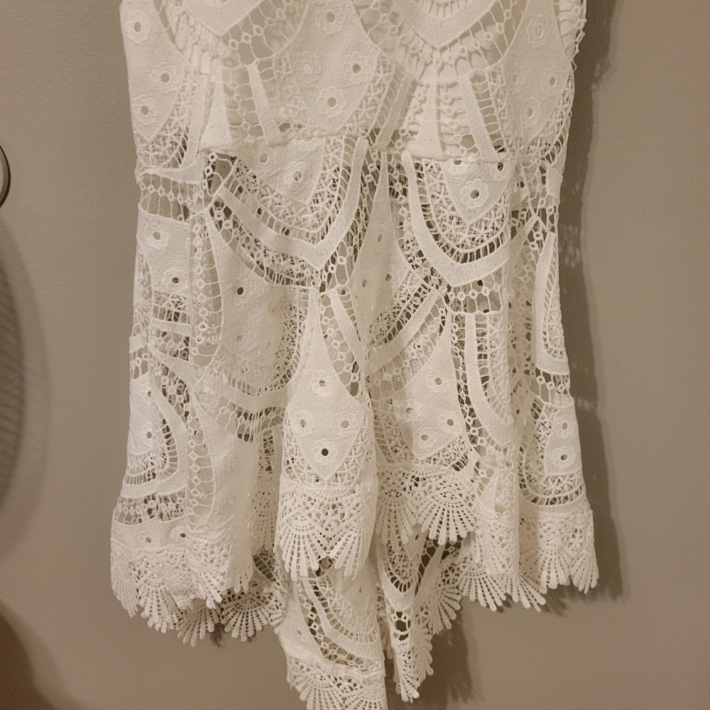 Lulus Bohemian Boho Western White Crochet Lace Summer Midi Dress. Size XS - Picture 7 of 13